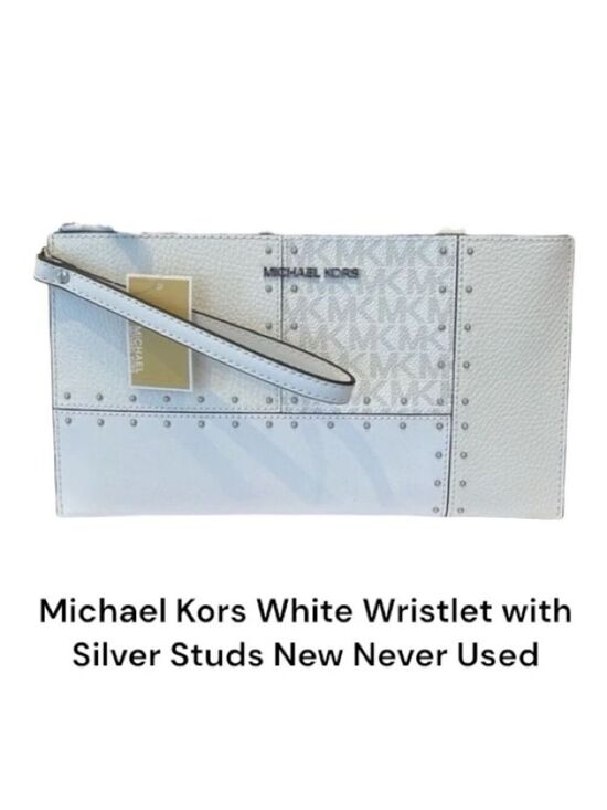 Michael Kors Handbags - Michael Kors White Wristlet with Silver Studs New Never Used, Perfect for a Gift